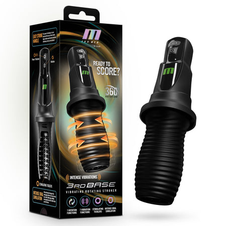 M For Men - 3rd Base - Black Vibrating & Rotating Auto Stroker buy online Australia