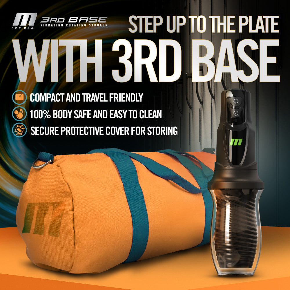 M For Men - 3rd Base - Black Vibrating & Rotating Auto Stroker