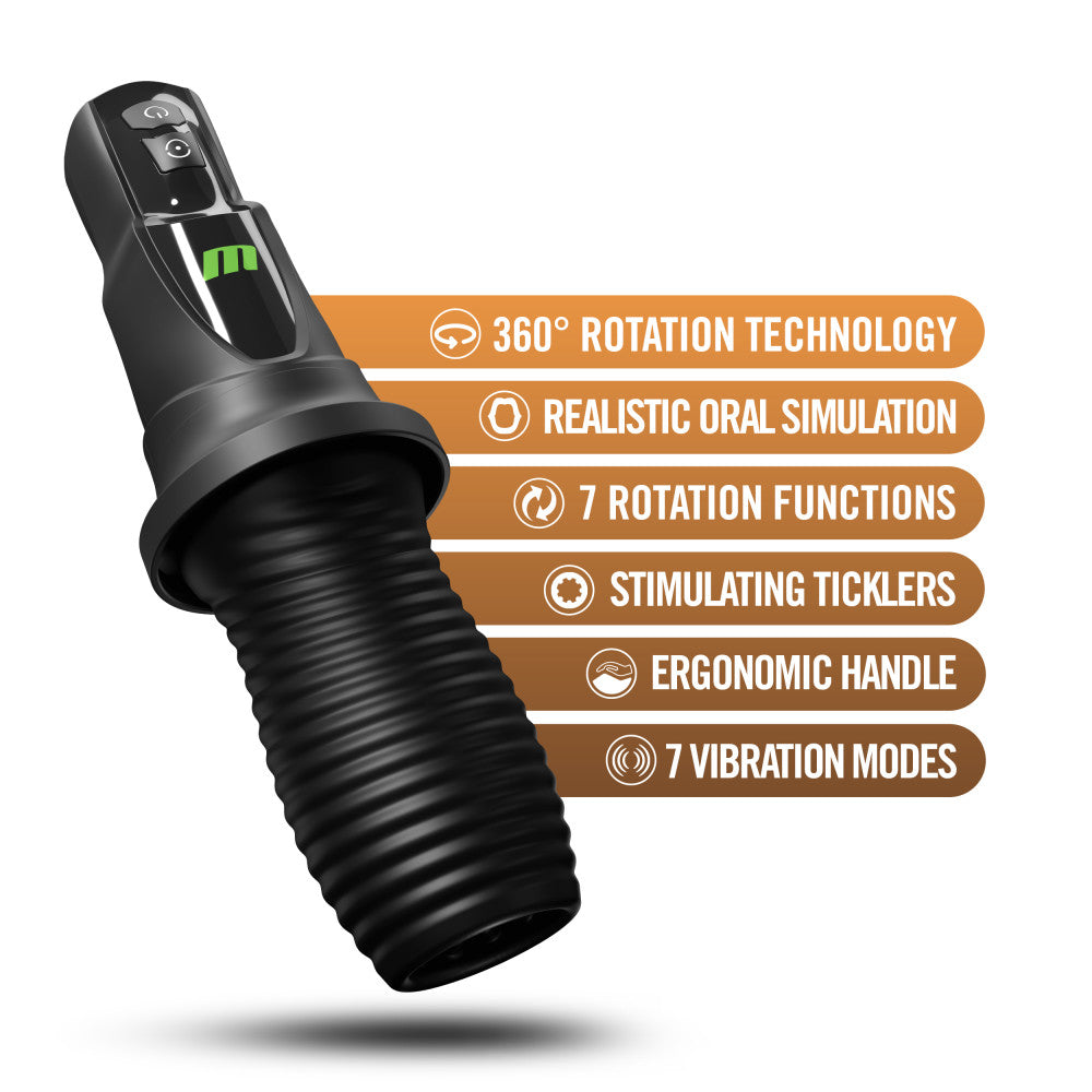 M For Men - 3rd Base - Black USB Rechargeable Vibrating & Rotating Auto Stroker — view 8