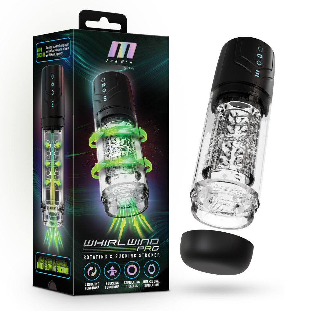 M For Men - Whirlwind Pro - Clear Rotating & Sucking Auto Stroker buy online Australia