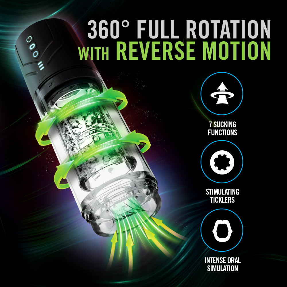 M For Men - Whirlwind Pro - Clear Rotating & Sucking Auto Stroker