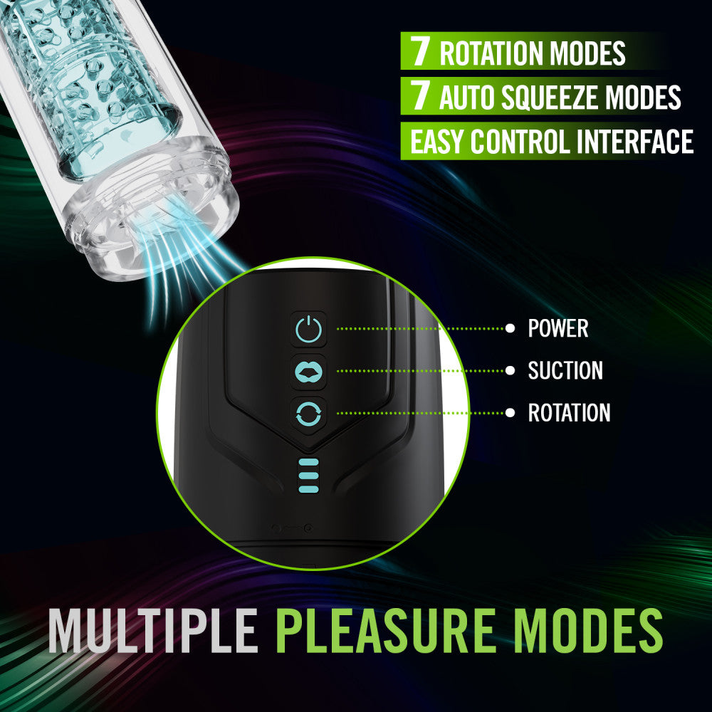 M For Men - Whirlwind Pro - Clear Rotating & Sucking Auto Stroker