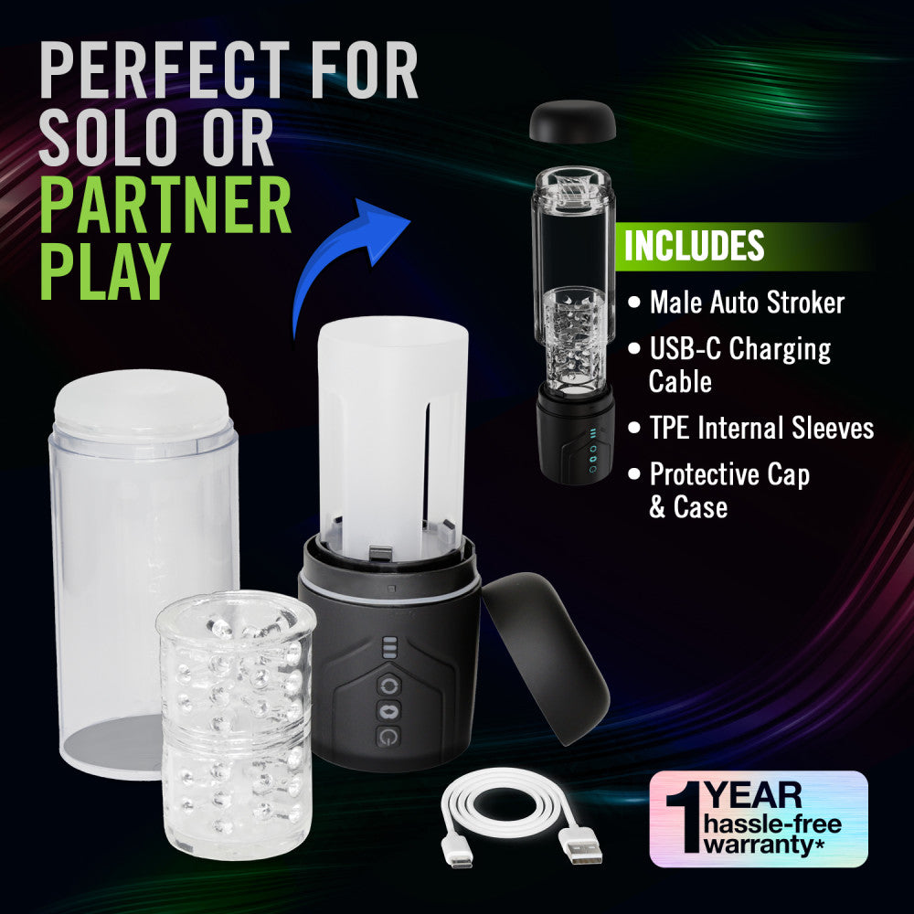M For Men - Whirlwind Pro - Clear USB Rechargeable Rotating & Sucking Auto Stroker — view 6