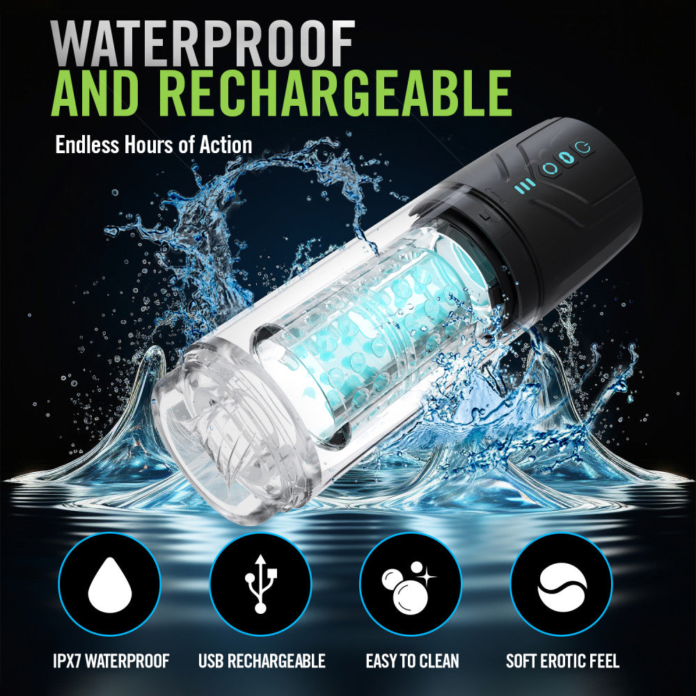 M For Men - Whirlwind Pro - Clear USB Rechargeable Rotating & Sucking Auto Stroker — view 7