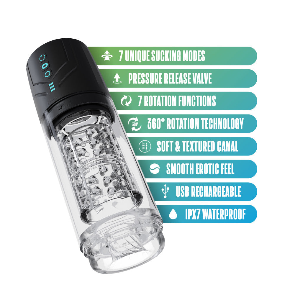 M For Men - Whirlwind Pro - Clear USB Rechargeable Rotating & Sucking Auto Stroker — view 8