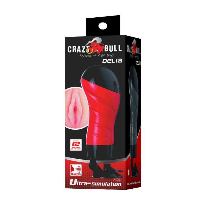 CRAZY BULL DELIA Vibrating Stroker - Flesh Vibrating Vagina Stroker with Suction Base — view 8