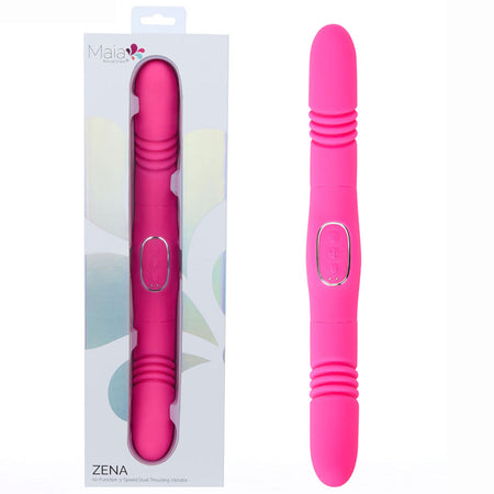 Maia ZENA - Pink - Pink 35.5 cm Dual Thrusting Double Ended Vibrator buy online Australia