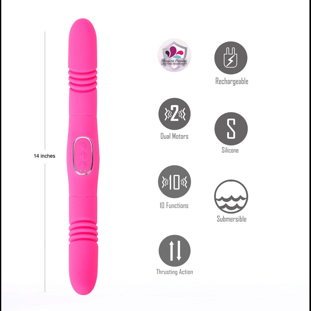Maia ZENA - Pink - Pink 35.5 cm Dual Thrusting Double Ended Vibrator