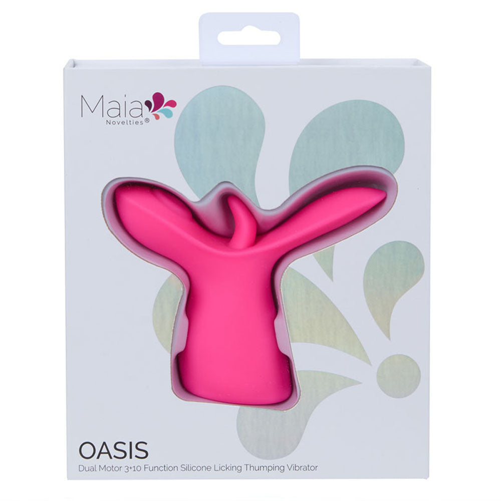 Maia OASIS - Pink - Pink Dual Motor Licking & Thumping Stimulator