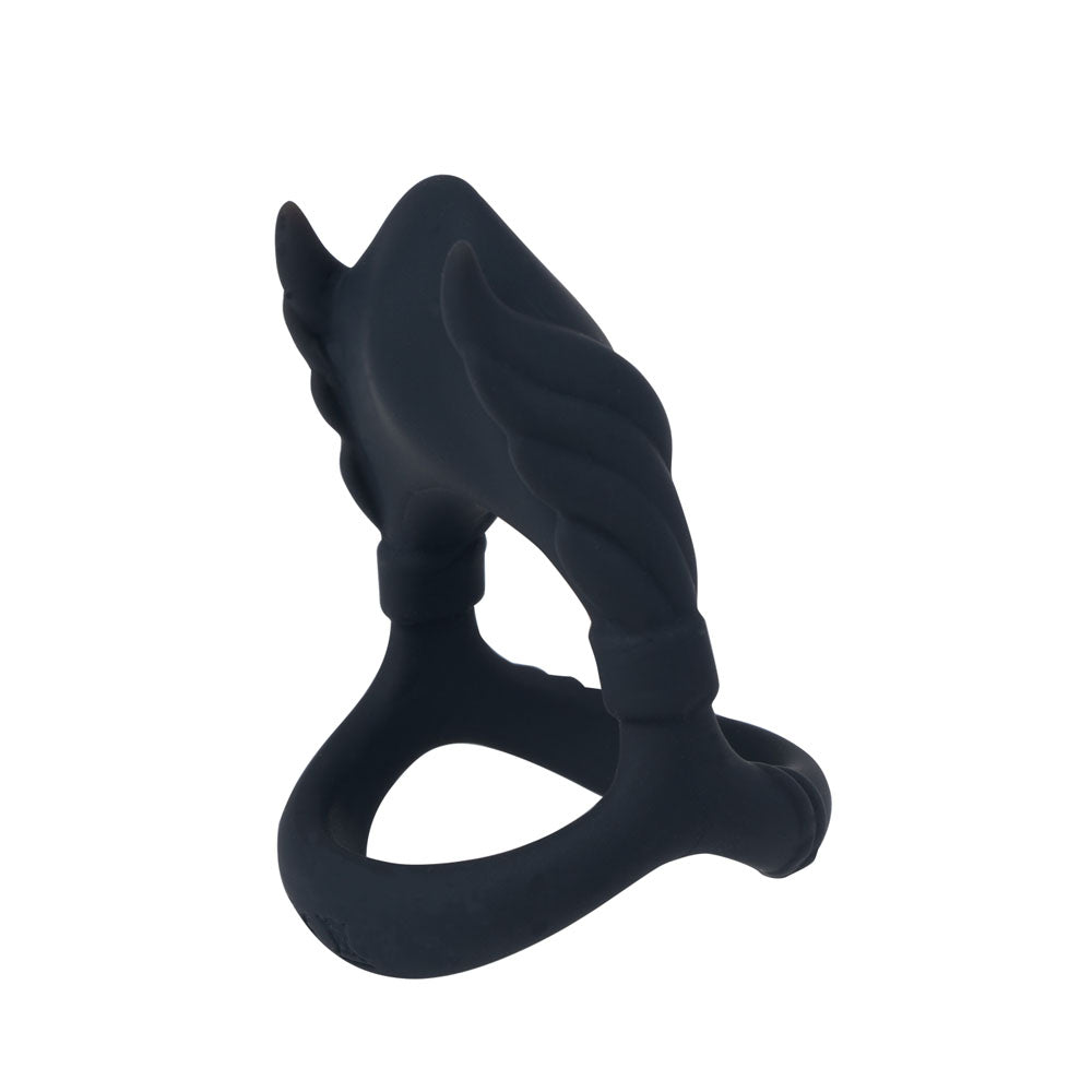 Maia ROCKY - Black - Black USB Rechargeable Vibrating Cock & Balls Ring — image 4