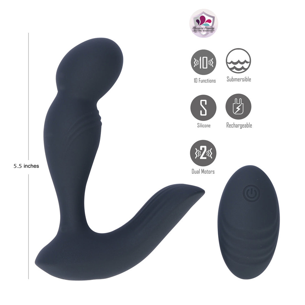 Maia COLTON - Black - Black Vibrating Prostate Massager with Wireless Remote