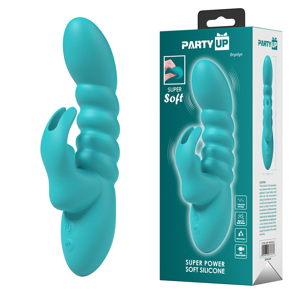 Party Up BRYNLYN - Teal - Teal 18.2 cm Rabbit Vibrator buy online Australia