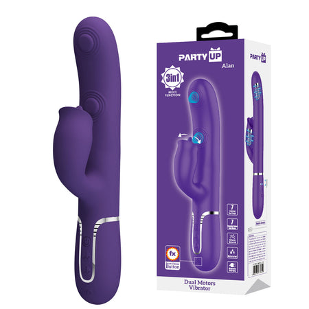 Party Up ALAN Dual Motor Vibrator - Purple - Purple 22.8 cm Vibrator with Licking Clit Stimulator and Thumping Shaft buy onli