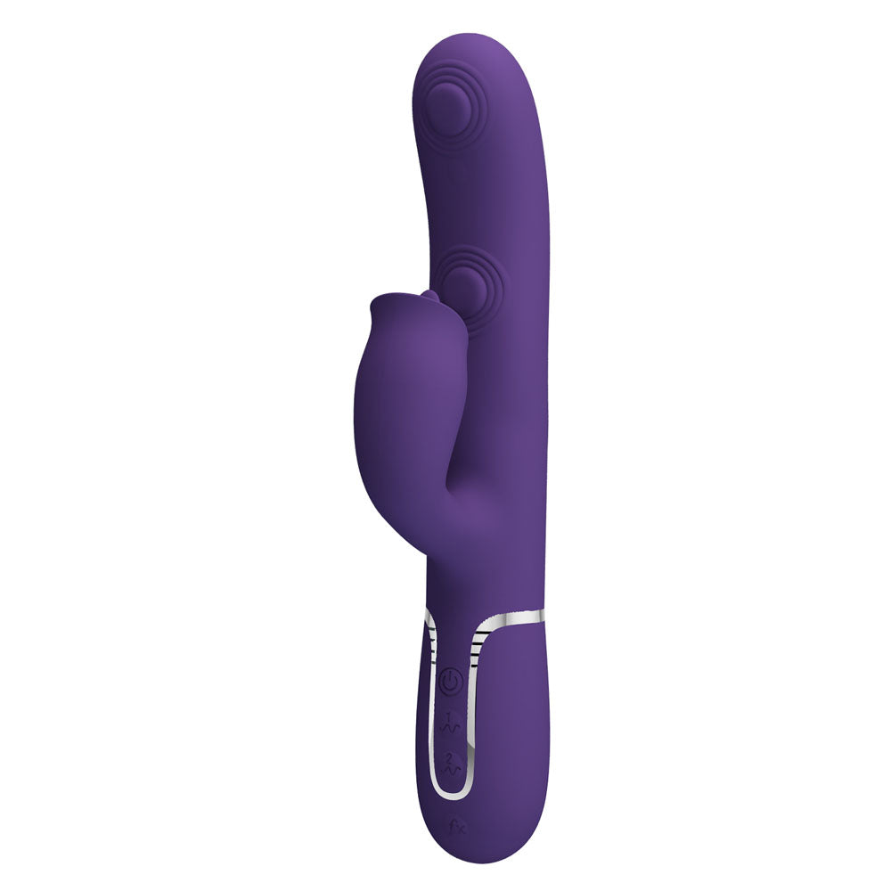 Party Up ALAN Dual Motor Vibrator - Purple - Purple 22.8 cm Vibrator with Licking Clit Stimulator and Thumping Shaft