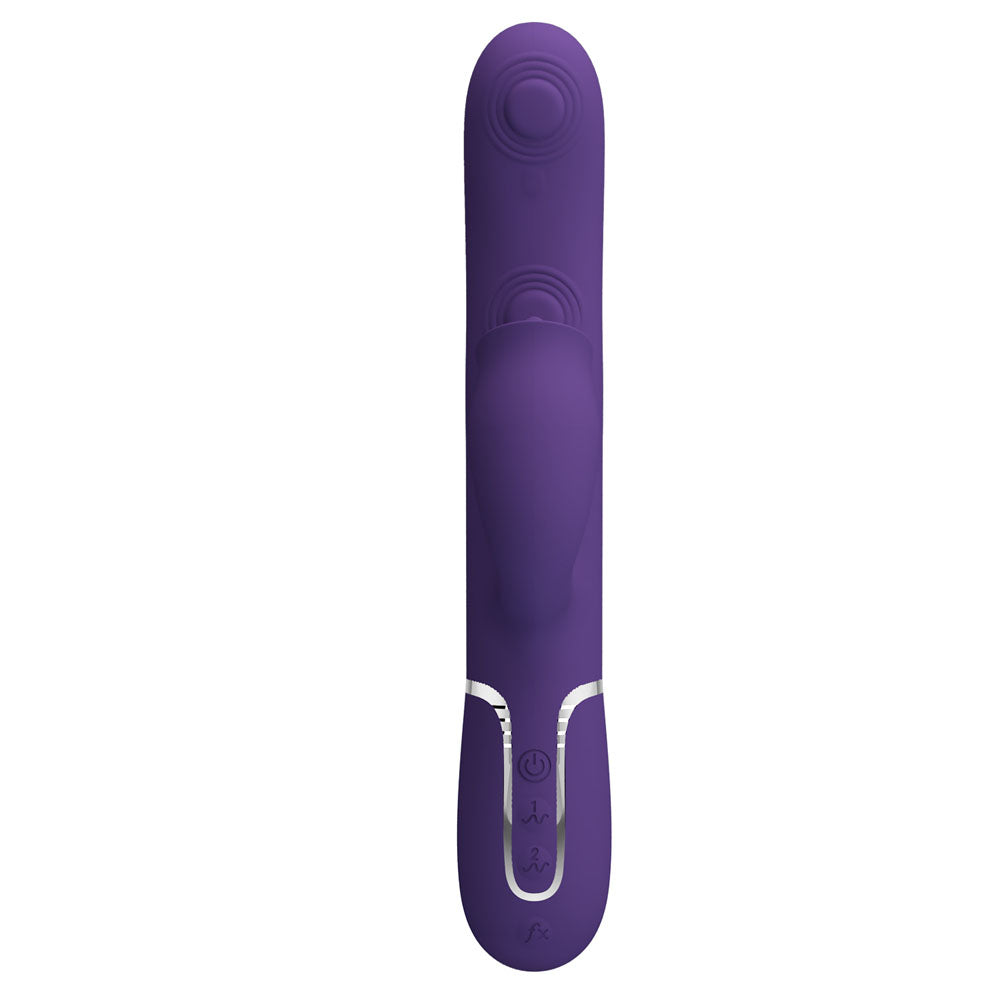 Party Up ALAN Dual Motor Vibrator - Purple - Purple 22.8 cm Vibrator with Licking Clit Stimulator and Thumping Shaft