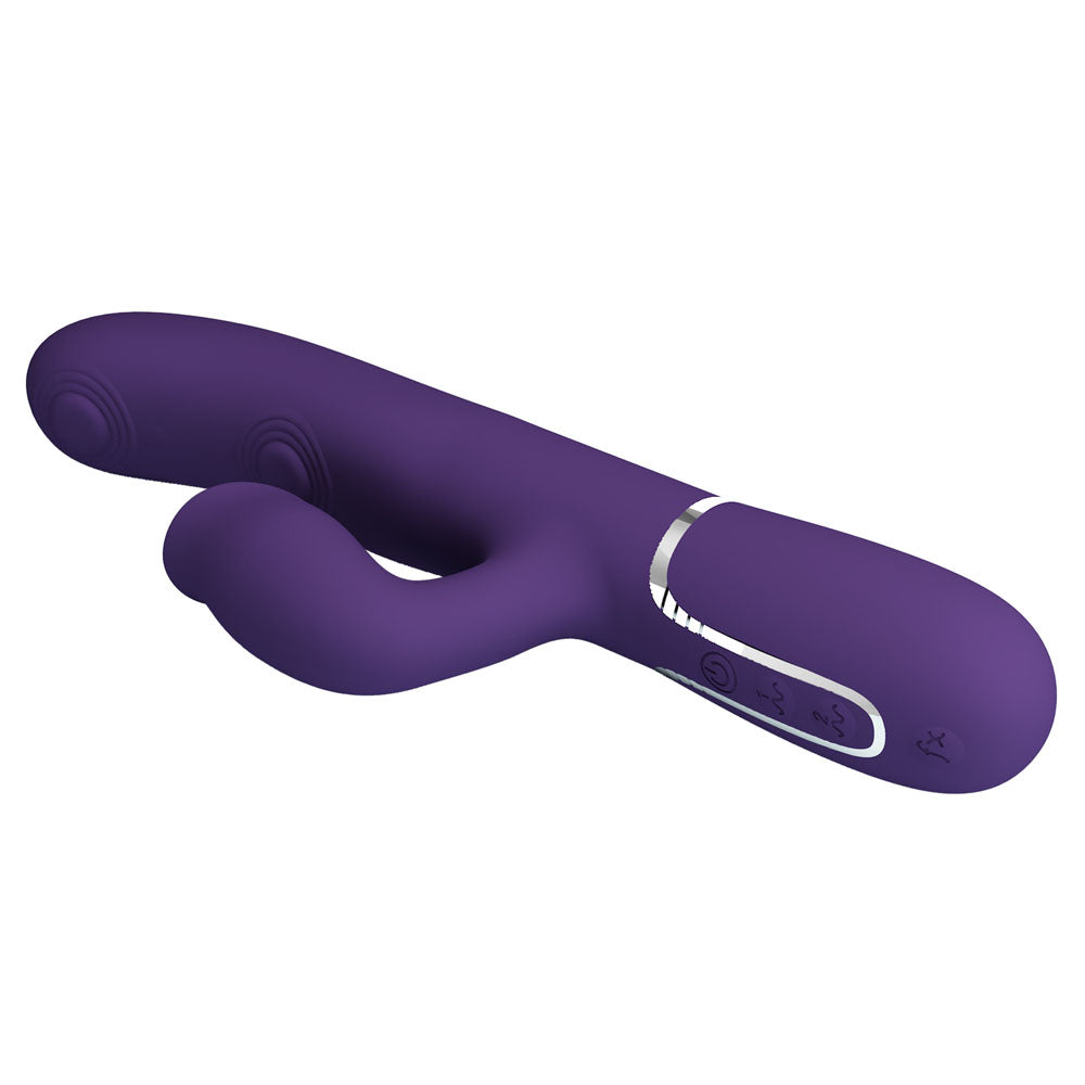 Party Up ALAN Dual Motor Vibrator - Purple - Purple 22.8 cm Vibrator with Licking Clit Stimulator and Thumping Shaft
