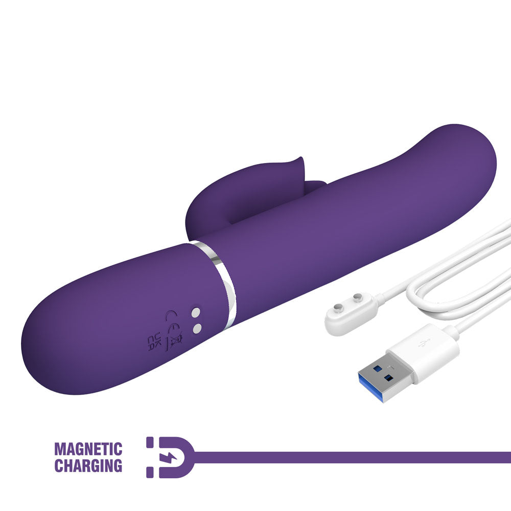 Party Up ALAN Dual Motor Vibrator - Purple - Purple 22.8 cm USB Rechargeable Vibrator with Licking Clit Stimulator a — view 7