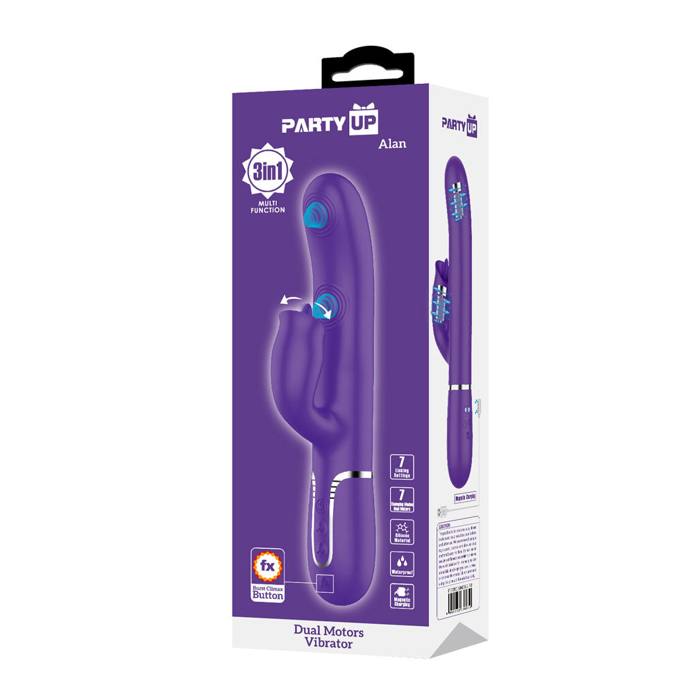 Party Up ALAN Dual Motor Vibrator - Purple - Purple 22.8 cm USB Rechargeable Vibrator with Licking Clit Stimulator a — view 8