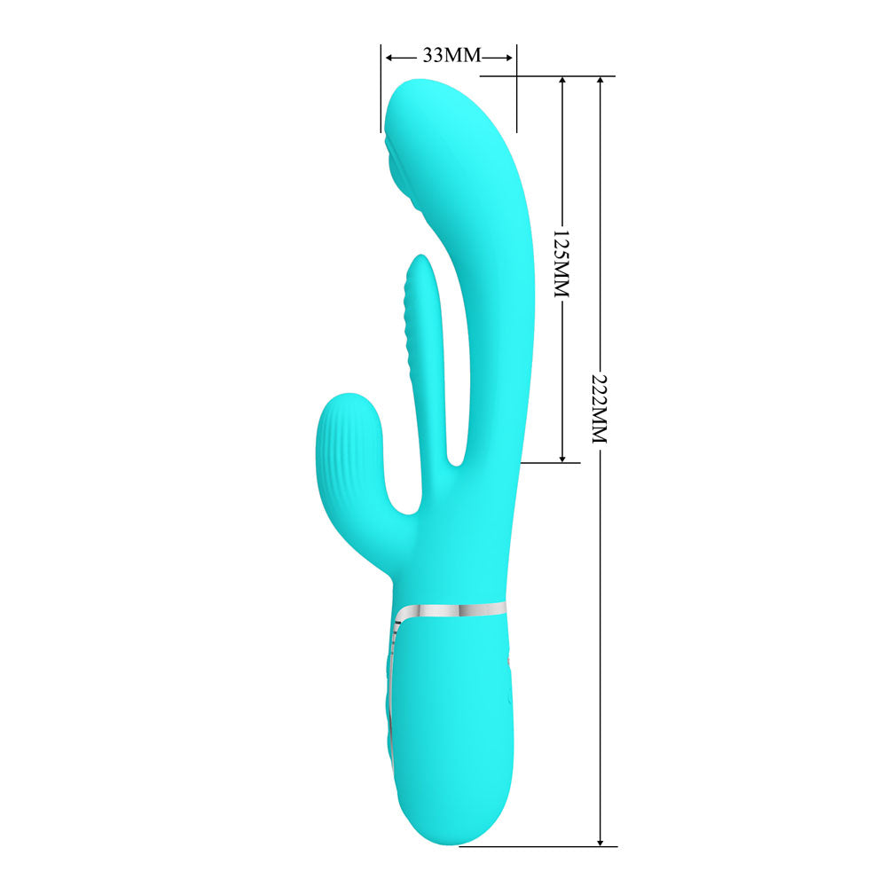 Party Up ANDY Multi Function Vibrator - Teal - Teal 22.2 cm USB Rechargeable Rabbit Vibrator with Flicking and Thump — view 6