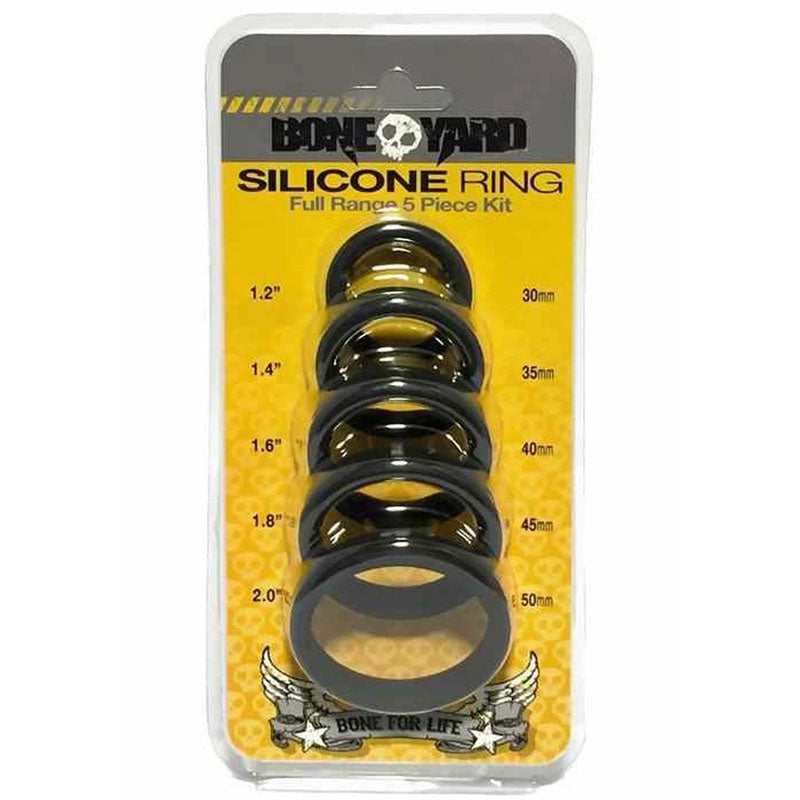 Boneyard Silicone Ring 5 Pcs Kit - Black Cock Rings - Set of 5 Sizes — image 10