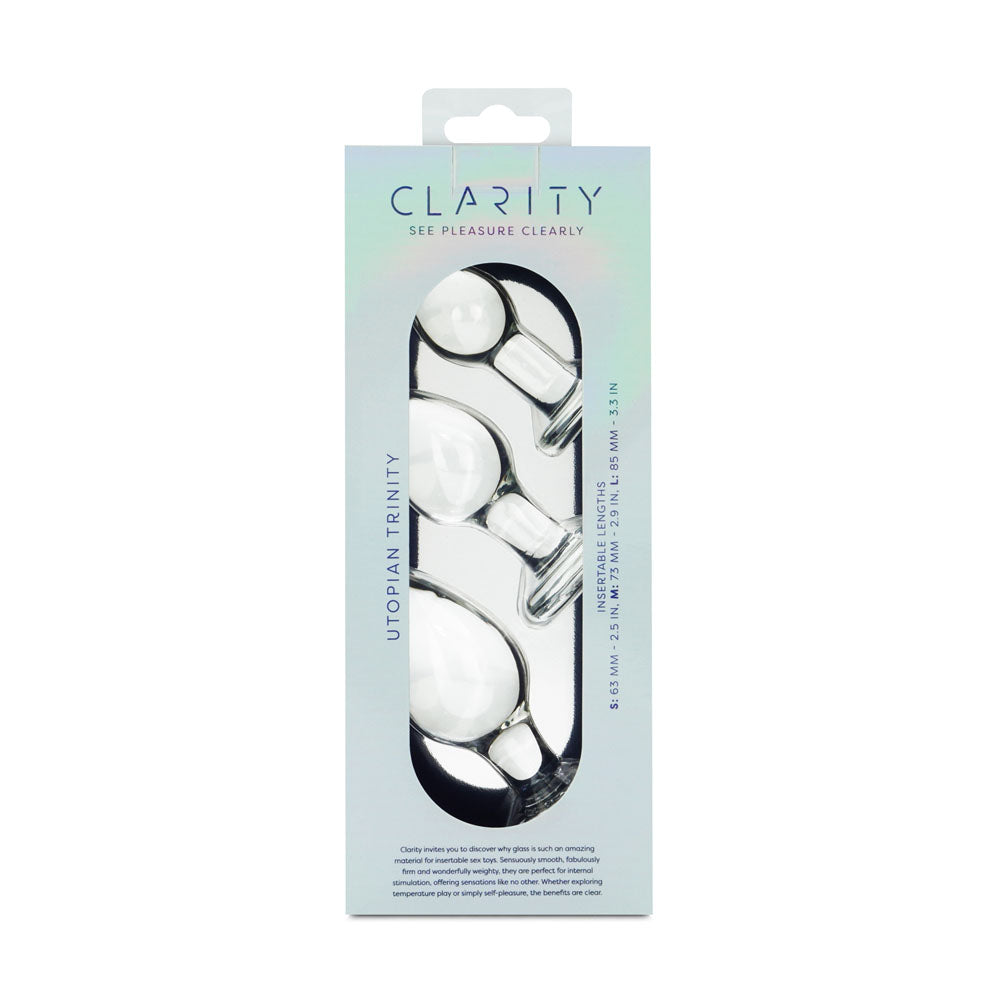 Clarity - Utopian Trinity - Clear Glass Butt Plugs - Set of 3 Sizes — view 6