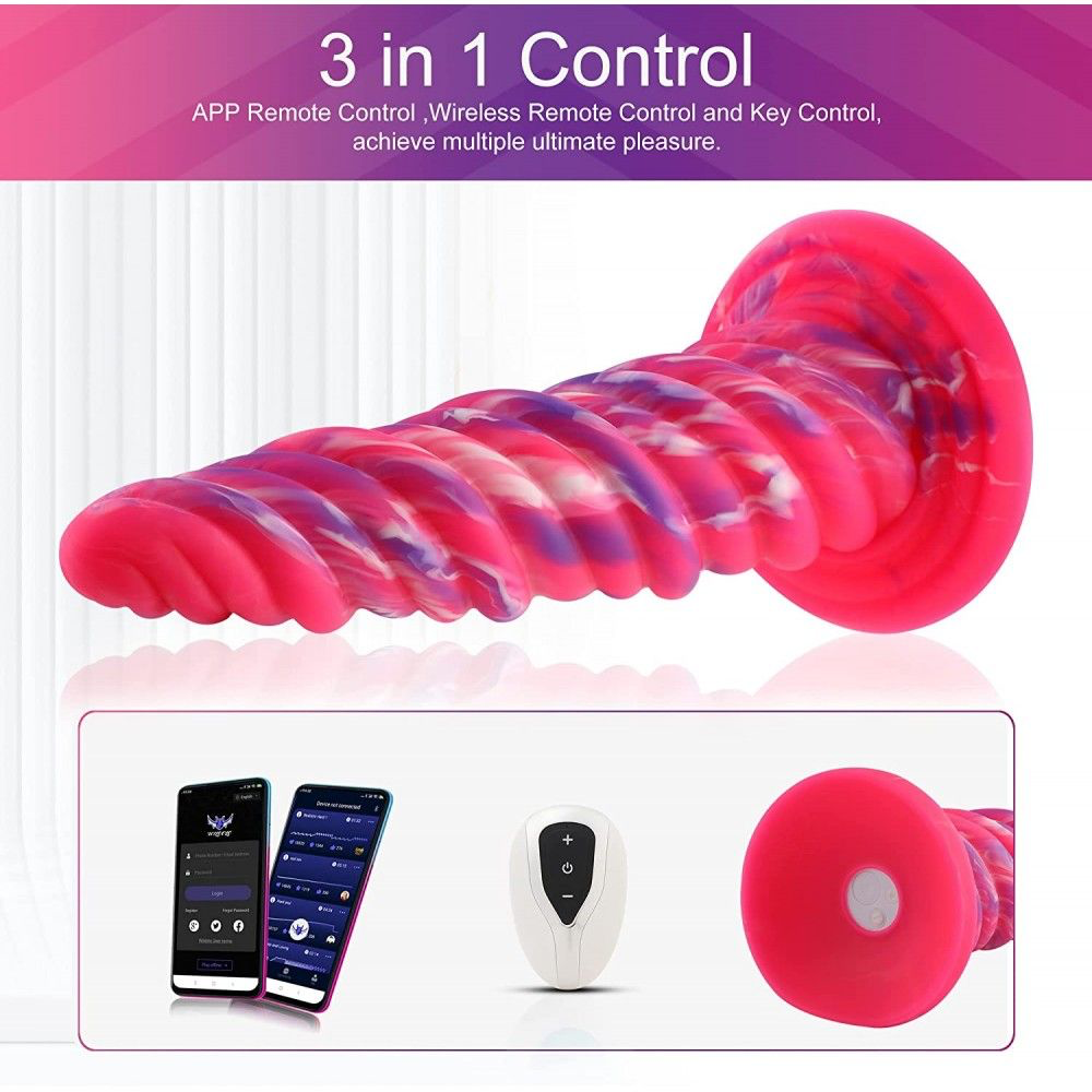 Hismith 10" Monster Series Vibrating Pink Swirl Awl Silicone — view 9