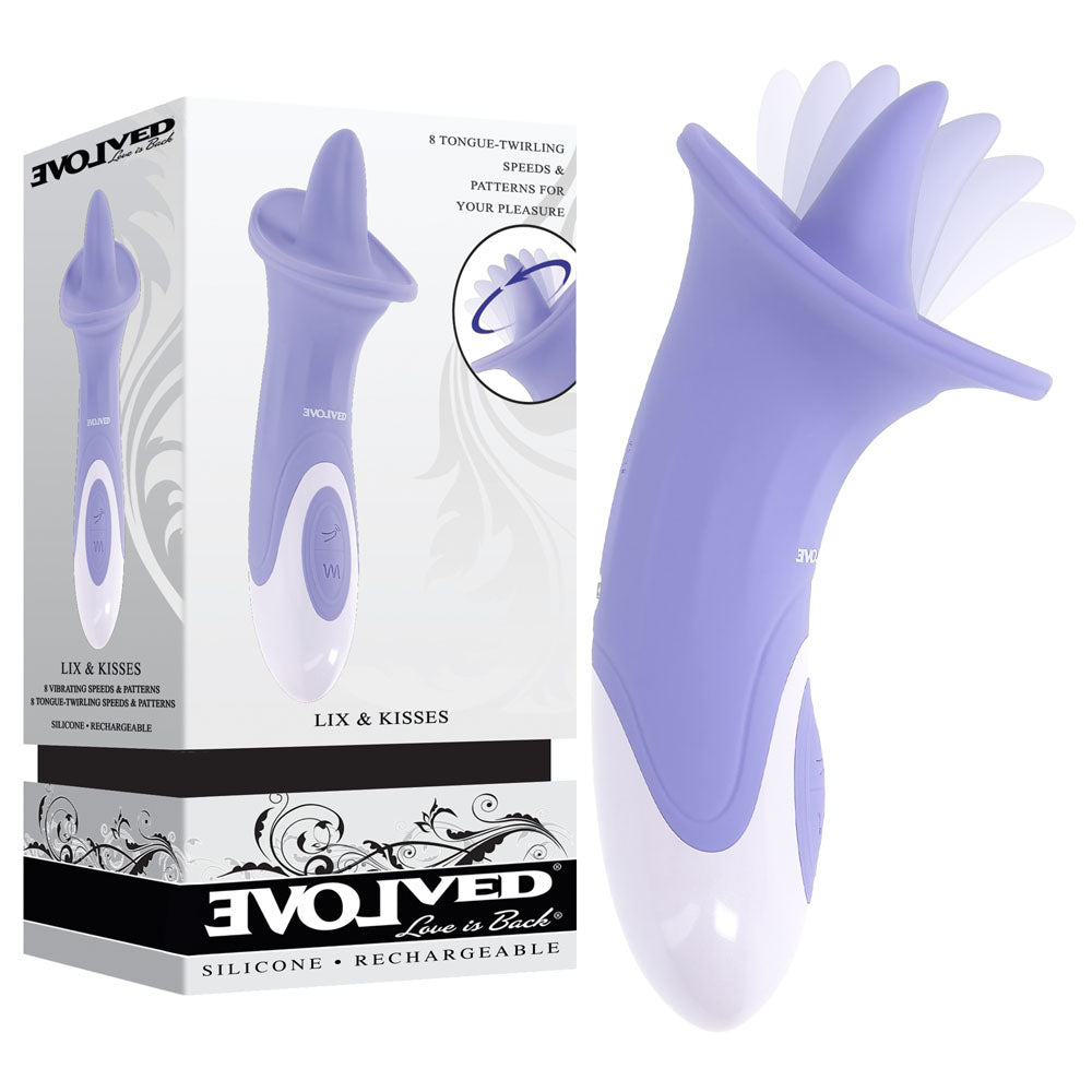 Evolved LIX & KISSES - Purple 18.7 cm Flicking Tongue Stimulator buy online Australia