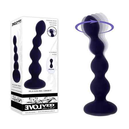 Evolved PLEASURE ORBIT - Navy Blue 17.8 cm Twirling & Vibrating Anal Beads with Remote buy online Australia