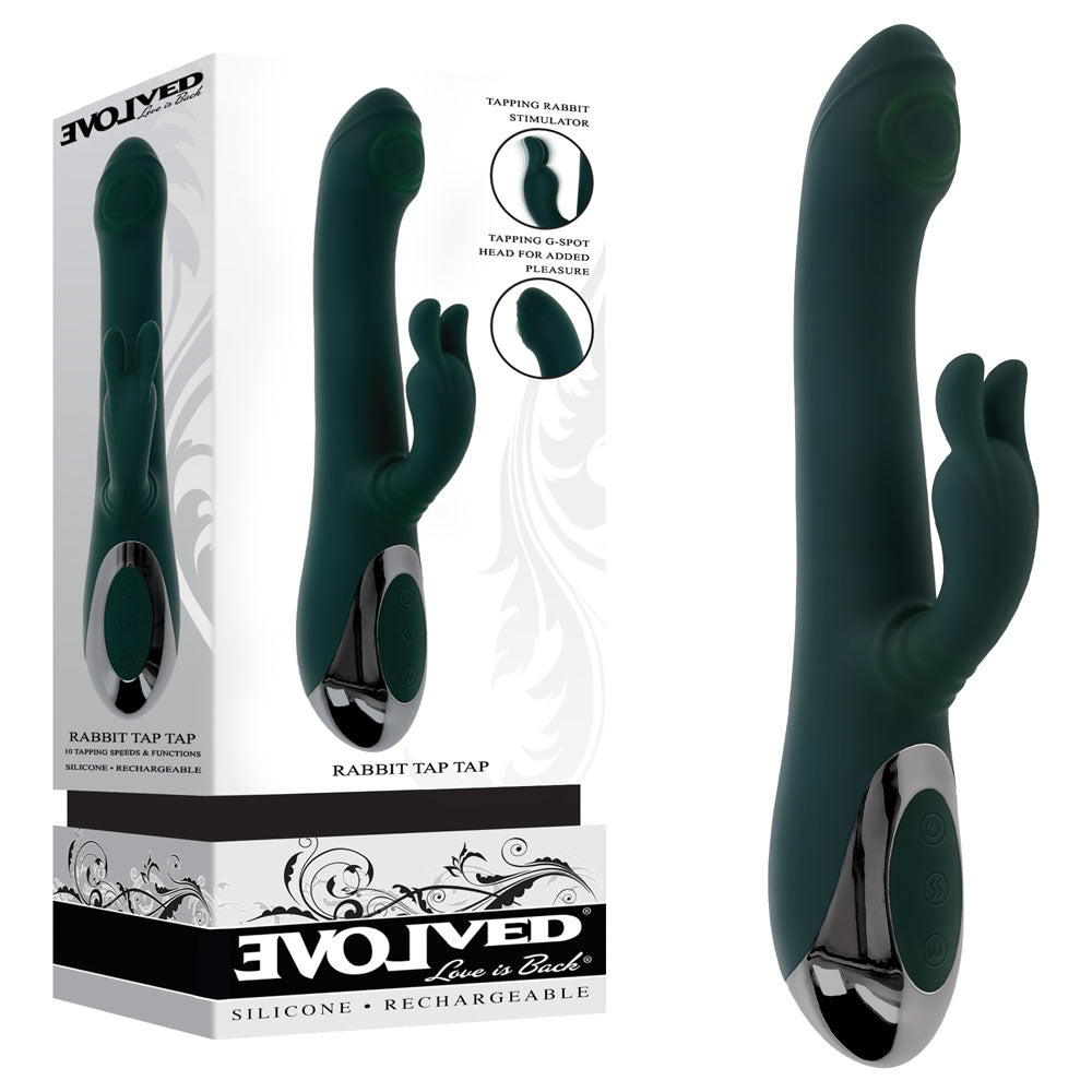 Evolved RABBIT TAP TAP - Green 25 cm Rabbit Vibrator with Tapping Tip buy online Australia