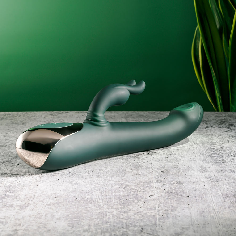 Evolved RABBIT TAP TAP - Green 25 cm USB Rechargeable Rabbit Vibrator with Tapping Tip — view 6