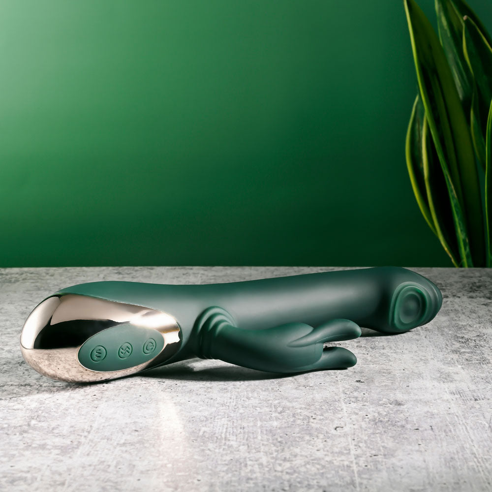 Evolved RABBIT TAP TAP - Green 25 cm USB Rechargeable Rabbit Vibrator with Tapping Tip — view 7