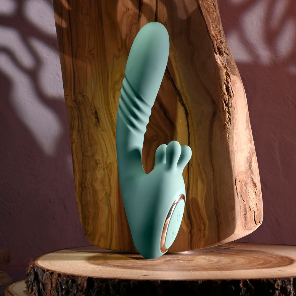 Evolved THRUST INTO ECSTASY - Green 21 cm Thrusting & Rotating Vibrator