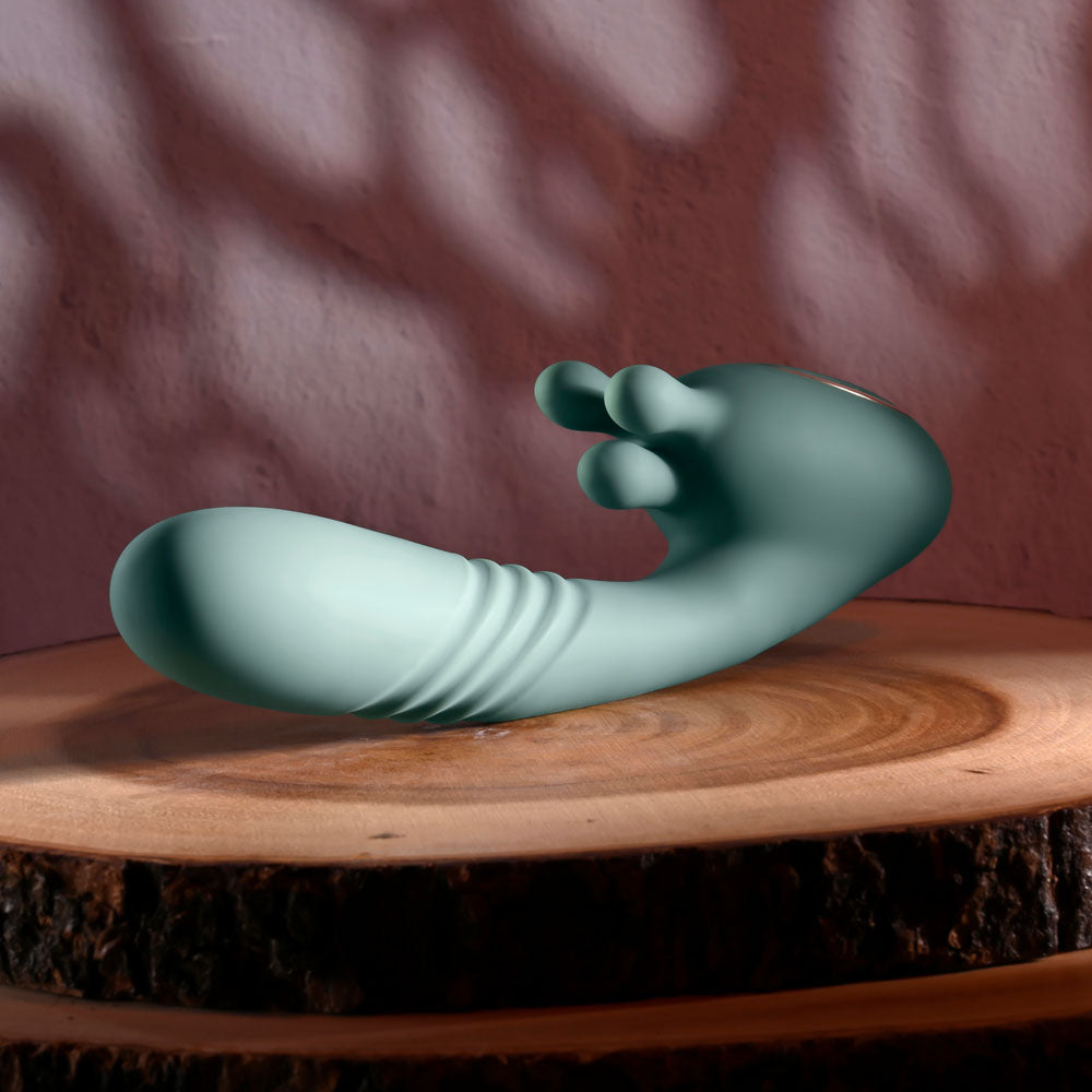 Evolved THRUST INTO ECSTASY - Green 21 cm Thrusting & Rotating Vibrator