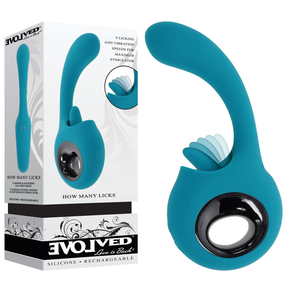 Evolved HOW MANY LICKS - Blue 17.8 cm Vibrator with Flicking Stimulator buy online Australia