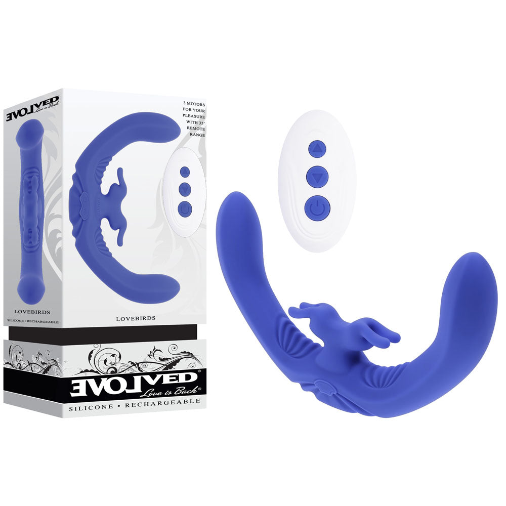 Evolved LOVEBIRDS - Purple 20.8 cm Double-Ended Rabbit Vibrator with Remote buy online Australia