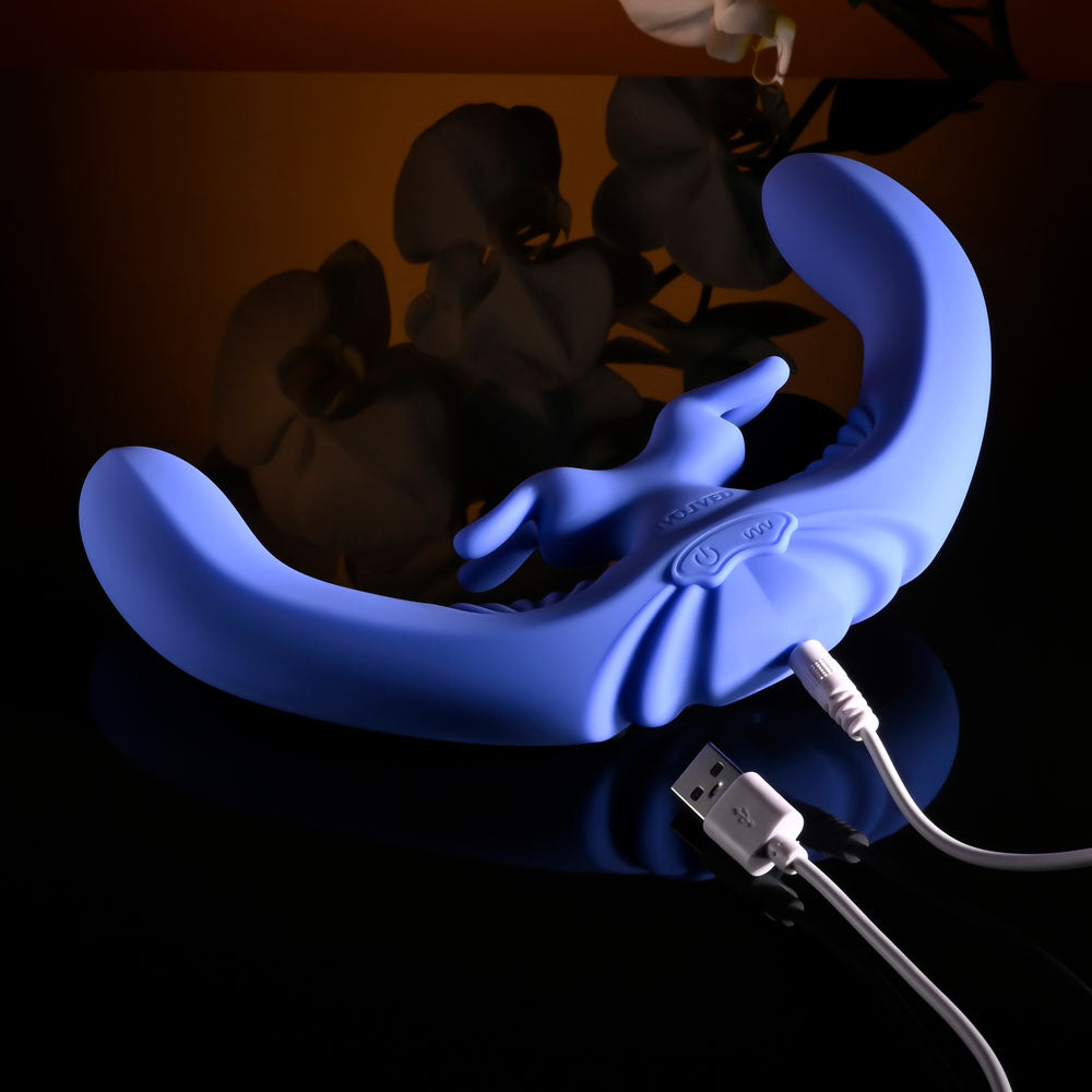 Evolved LOVEBIRDS - Purple 20.8 cm USB Rechargeable Double-Ended Rabbit Vibrator with Remote — view 8