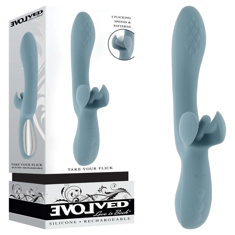 Evolved TAKE YOUR FLICK - Grey 24.1 cm Vibrator with Flicking Clitoral Stimulator buy online Australia