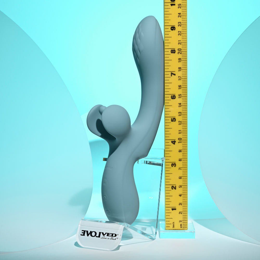 Evolved TAKE YOUR FLICK - Grey 24.1 cm USB Rechargeable Vibrator with Flicking Clitoral Stimulator — view 8