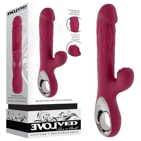 Evolved BURSTING WITH PLEASURE - Red 25.4 cm Vibrator with Tapping Clitoral Stimulator buy online Australia