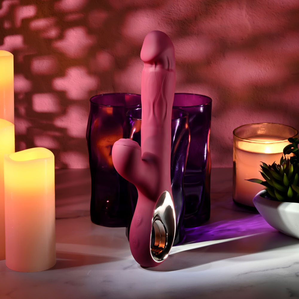 Evolved BURSTING WITH PLEASURE - Red 25.4 cm Vibrator with Tapping Clitoral Stimulator