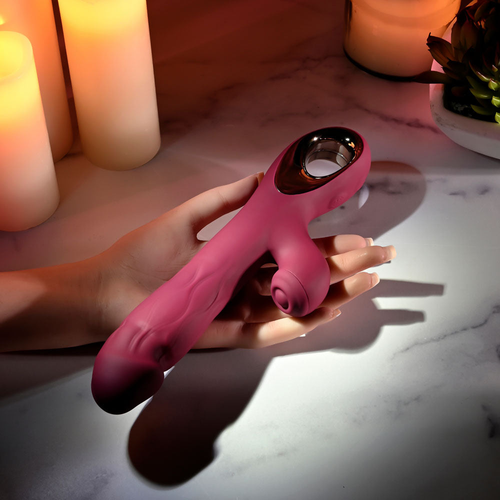 Evolved BURSTING WITH PLEASURE - Red 25.4 cm Vibrator with Tapping Clitoral Stimulator