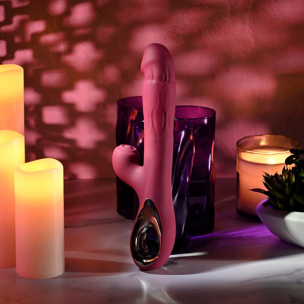 Evolved BURSTING WITH PLEASURE - Red 25.4 cm Vibrator with Tapping Clitoral Stimulator