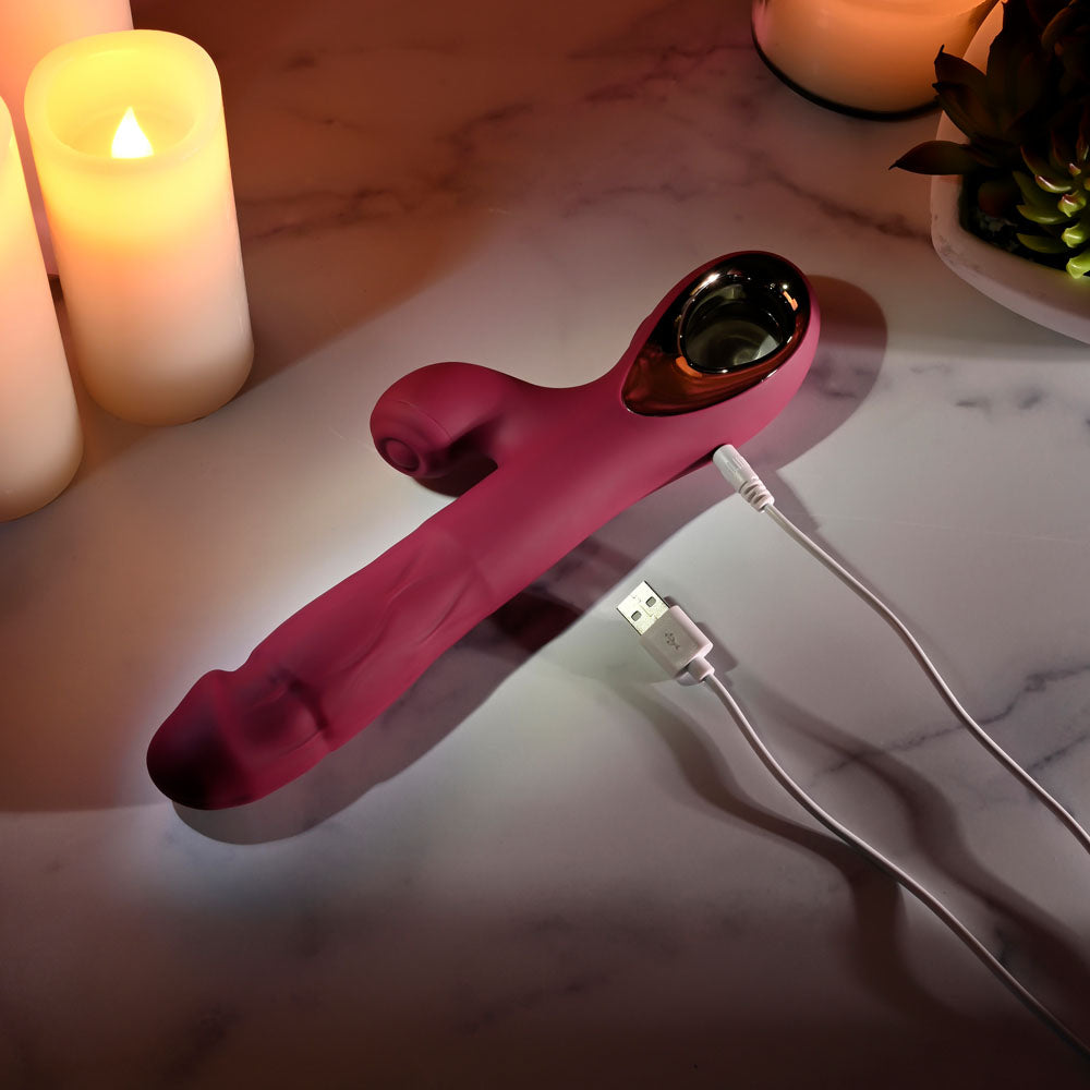 Evolved BURSTING WITH PLEASURE - Red 25.4 cm USB Rechargeable Vibrator with Tapping Clitoral Stimulator — view 9