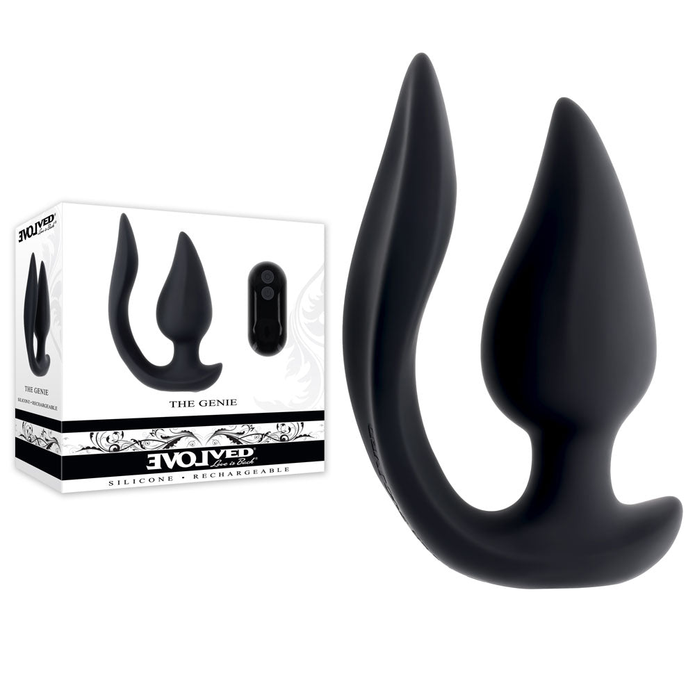 Evolved THE GENIE - Black 11.2 cm Vibrating Plug with Wireless Remote buy online Australia
