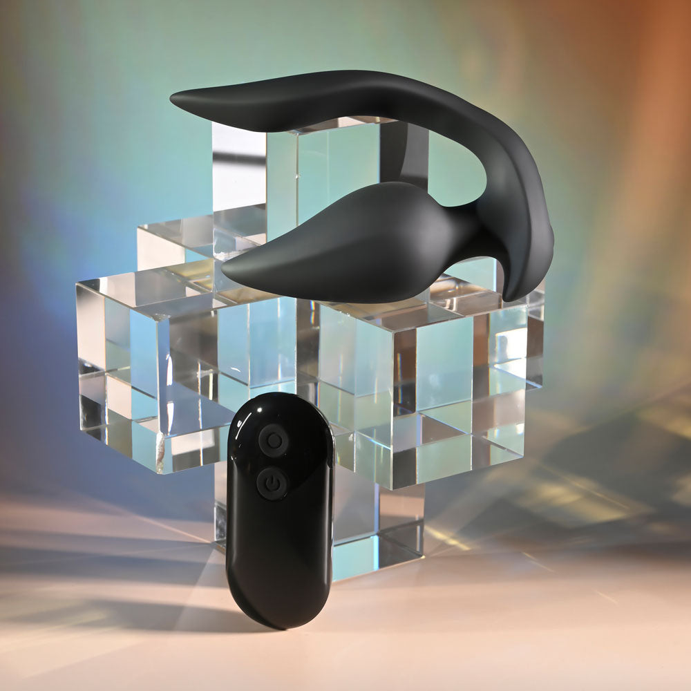 Evolved THE GENIE - Black 11.2 cm Vibrating Plug with Wireless Remote