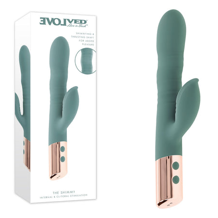 Evolved THE SHIMMY - Green Thrusting Rabbit Vibrator buy online Australia