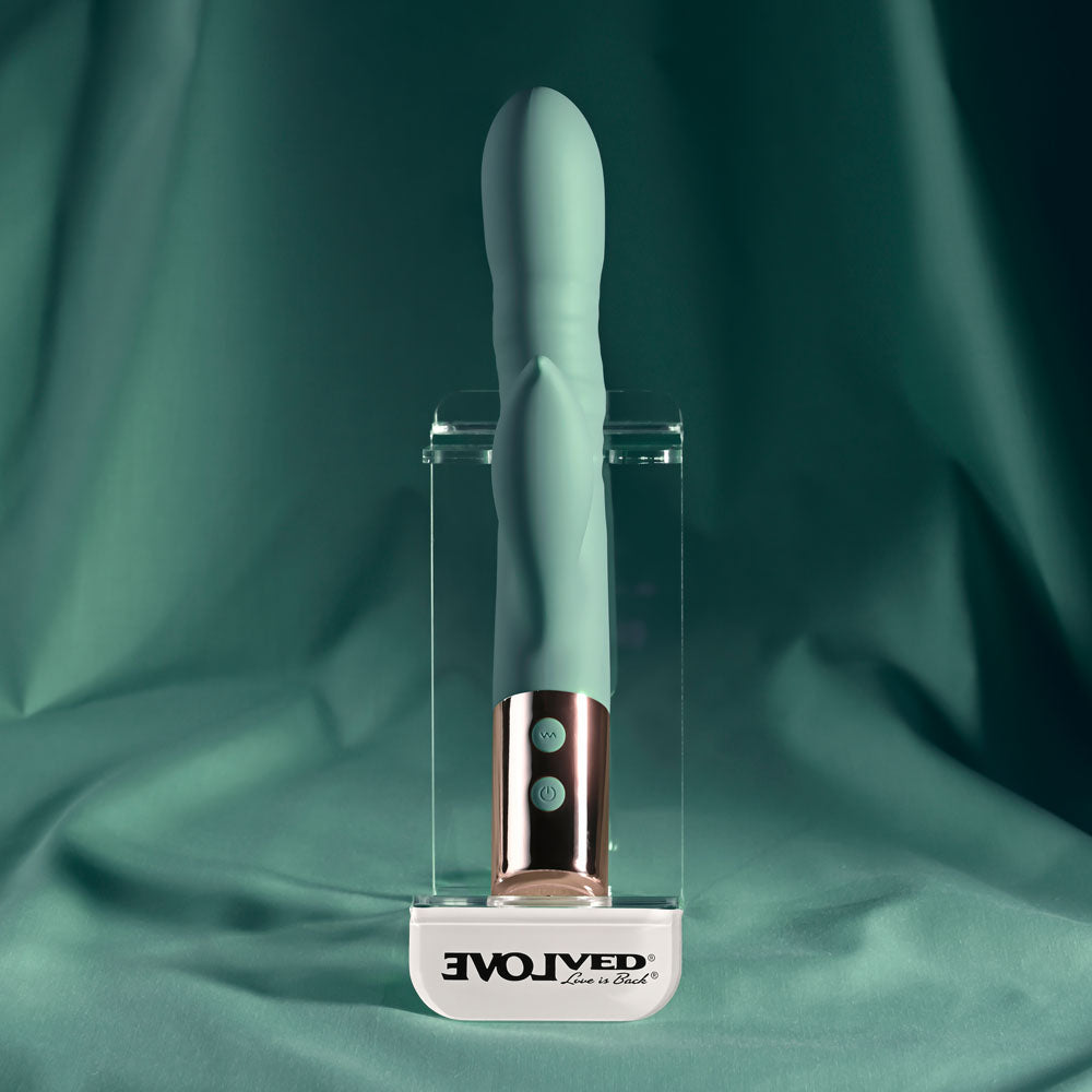 Evolved THE SHIMMY - Green Thrusting Rabbit Vibrator