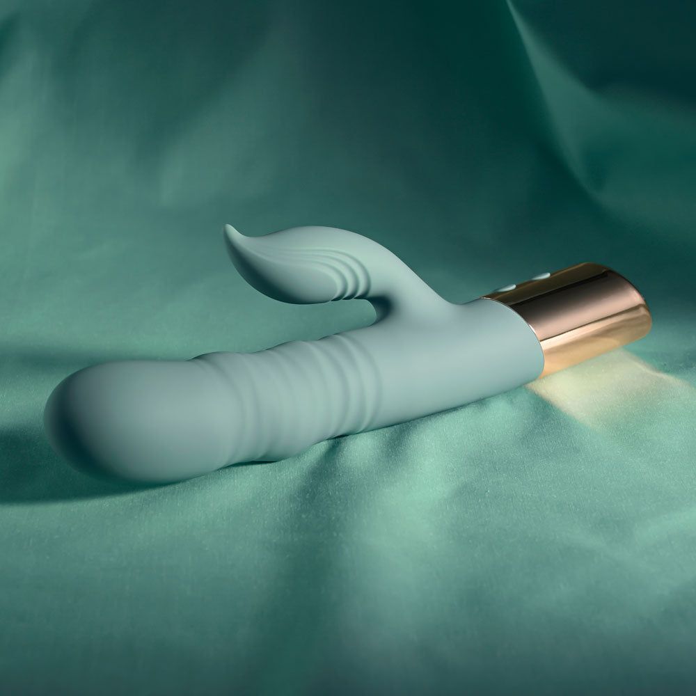 Evolved THE SHIMMY - Green USB Rechargeable Thrusting Rabbit Vibrator — view 6