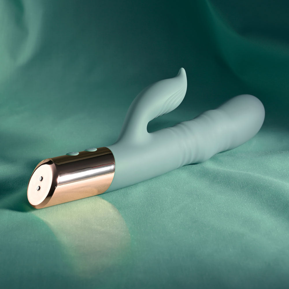 Evolved THE SHIMMY - Green USB Rechargeable Thrusting Rabbit Vibrator — view 7