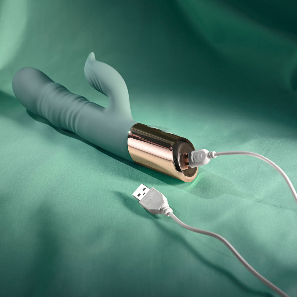 Evolved THE SHIMMY - Green USB Rechargeable Thrusting Rabbit Vibrator — view 9